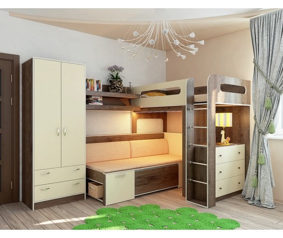 Кровать-чердак 24 + низкая кровать 13/53 + кровать-чердак 9