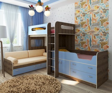 Кровать-чердак 24 + низкая кровать 13/53 + кровать-чердак 9