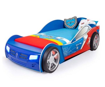 Кровать машина синяя "Человек паук" (спал.место 190х90 или 160х90см)