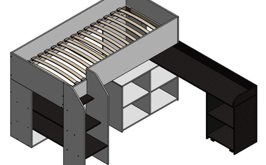 Детская кровать-чердак низкая "Теремок-2 TEXNO" 
