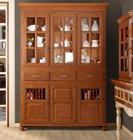 Сервант трехдверный высокий Бьёрт на круглых ножках 1-23