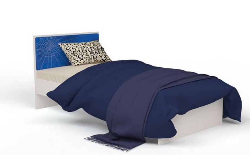 Кровать для мальчиков с кожаным изголовьем белая "Человек паук" (спал.место 190х90 или 160х90см) 