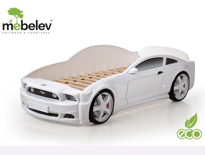 Кровать-машина "Мустанг-3D", белая