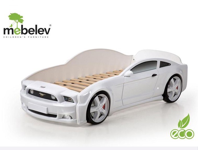 Кровать-машина "Мустанг-3D", белая