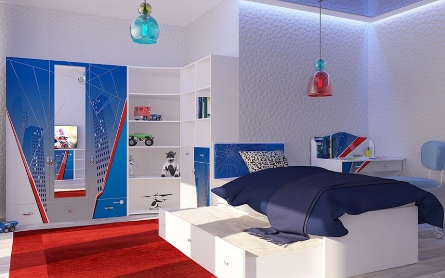 Кровать для мальчиков "Человек паук" с подъемным механизмом, 190х120 см 