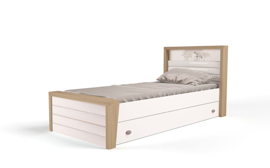 Кровать №4 с мягким изножьем MIX OCEAN (голубой или кремовый) 