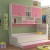 Детская кровать с антресолью Дельта-21.03 (Дуб молочный, Розовый)
