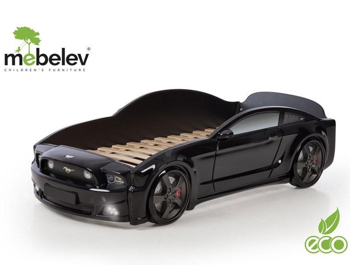 Кровать-машина "Мустанг-3D", черная