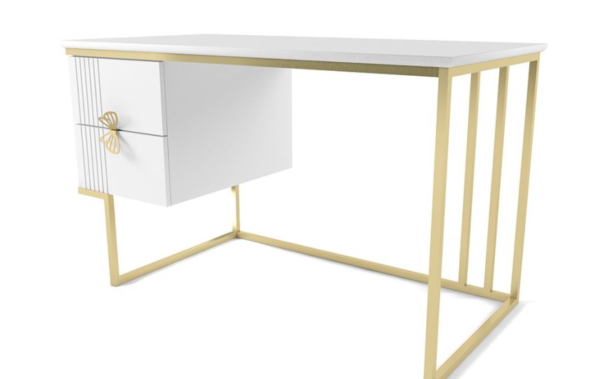 Стол письменный с тумбой Мишель Белый Стол письменный с тумбой Мишель Белый