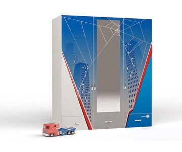 Шкаф трехдверный с зеркалом "Человек паук" Шкаф трехдверный с зеркалом "Человек паук"