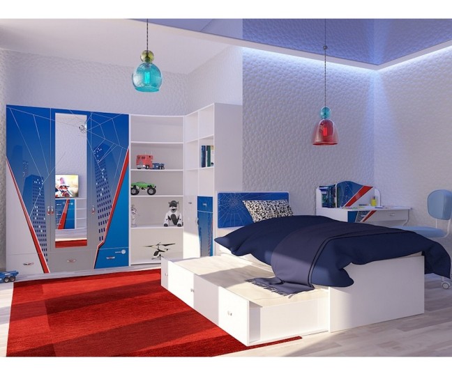 Шкаф трехдверный с зеркалом "Человек паук" 