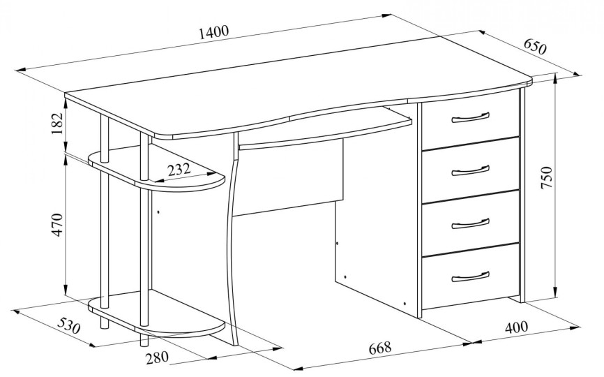 Стол компьютерный С-222БН сосна винтер