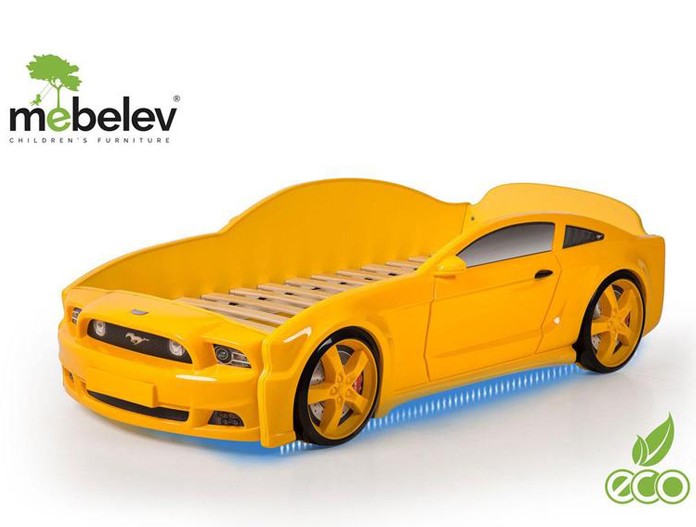Кровать-машина "Мустанг-3D", желтая
