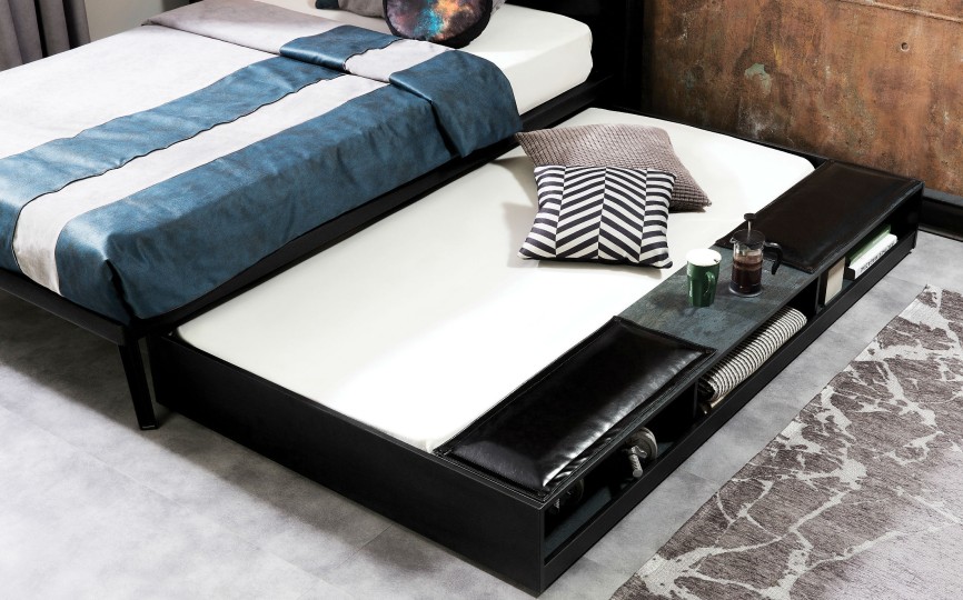 Кровать выдвижная с полками "Dark Metal" 190х90 см, DM-1310 Кровать выдвижная с полками "Dark Metal" 190х90 см, DM-1310