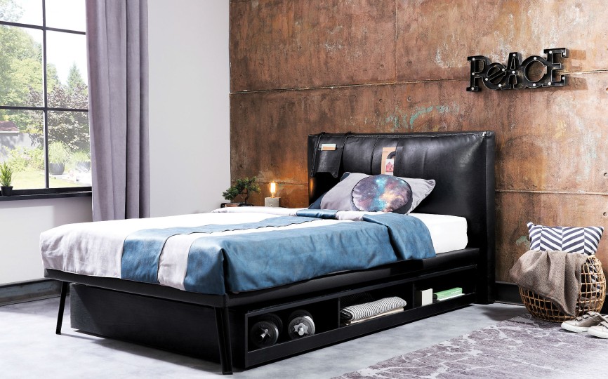 Кровать выдвижная с полками "Dark Metal" 190х90 см, DM-1310 Кровать выдвижная с полками "Dark Metal" 190х90 см, DM-1310