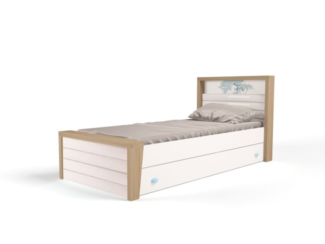Кровать №4 с мягким изножьем MIX OCEAN (голубой или кремовый), 190х120 см 