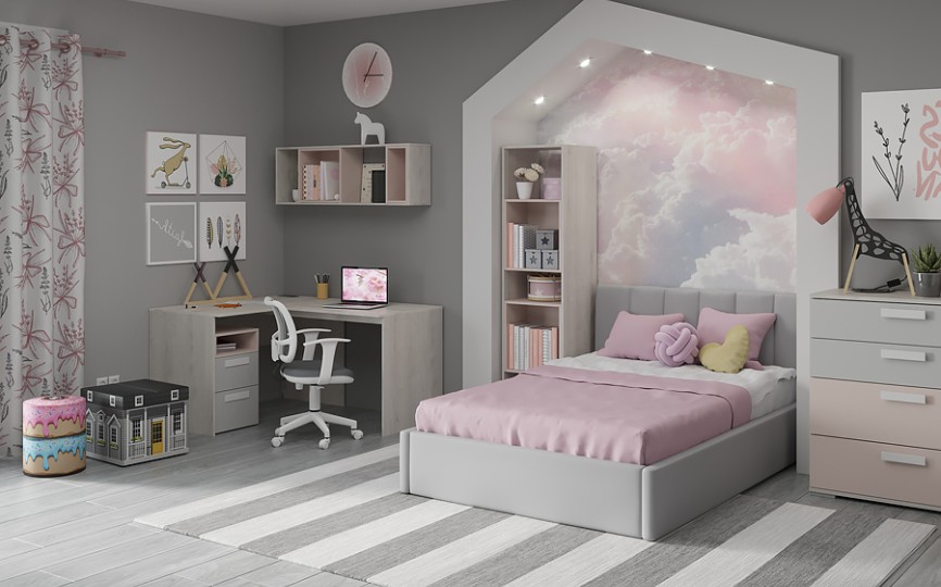 Стол С2 правый/левый "Румика Пинк"