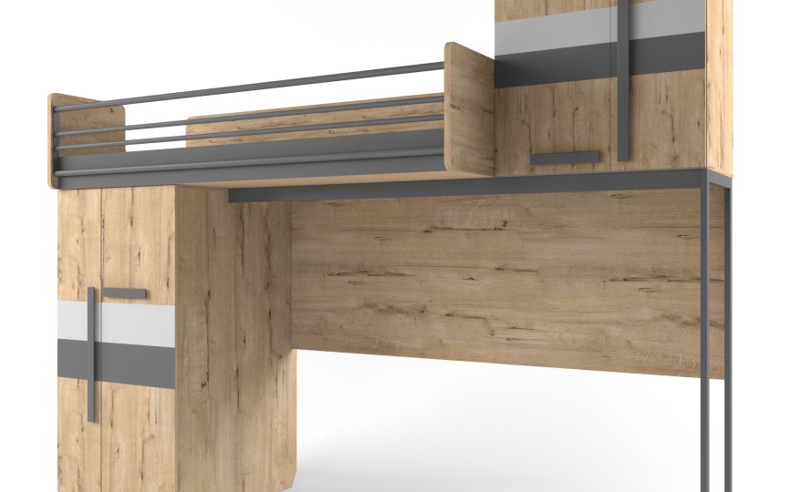 Кровать верхняя без лесенки со сплошным ограждением "Твист Лофт"