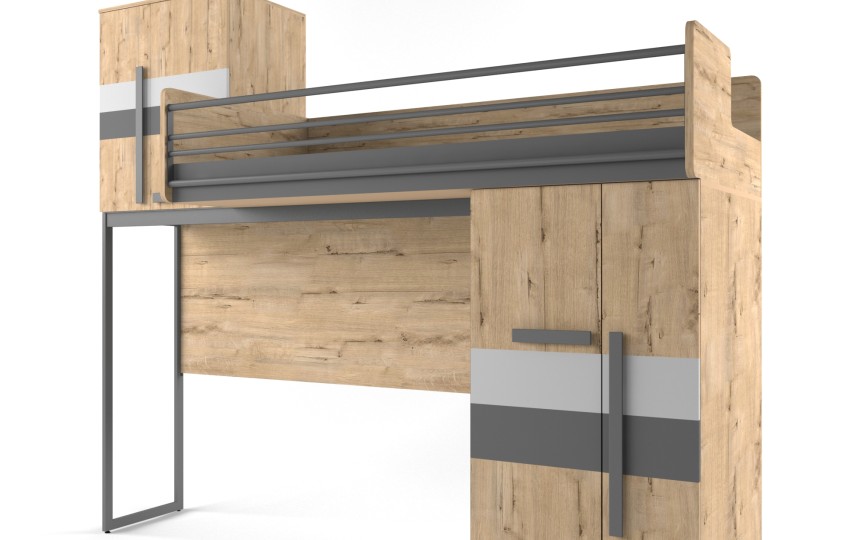 Кровать верхняя без лесенки со сплошным ограждением "Твист Лофт"