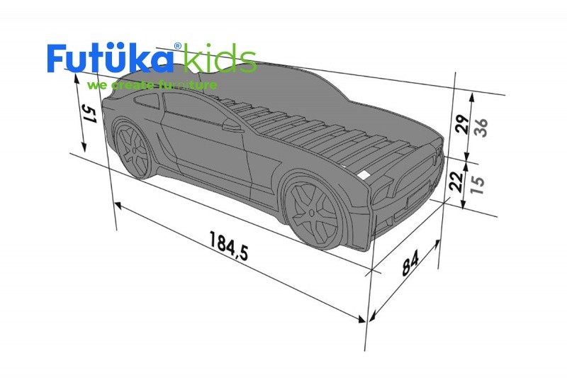 Кровать-машина "Мустанг-3D", красная