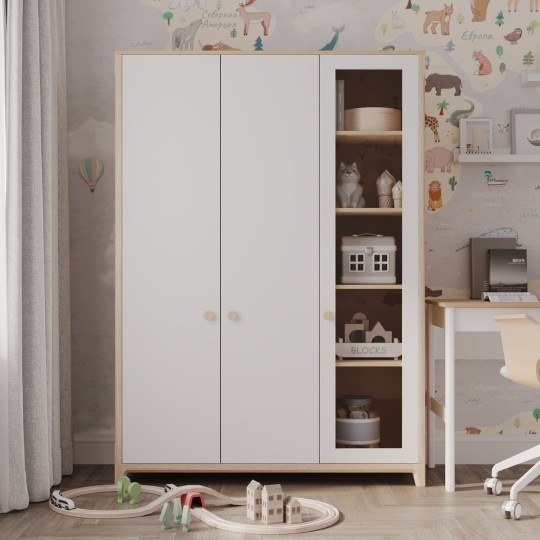 Шкаф 3-х дверный Амбер 13 с отсеком для книг