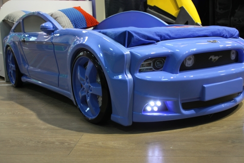 Кровать-машина "Мустанг-3D", синяя