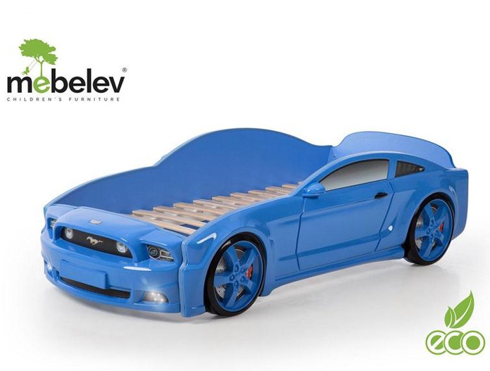 Кровать-машина "Мустанг-3D", синяя