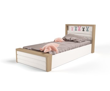 Кровать №6 с подъемным механизмом, с мягким изножьем MIX BUNNY розовый