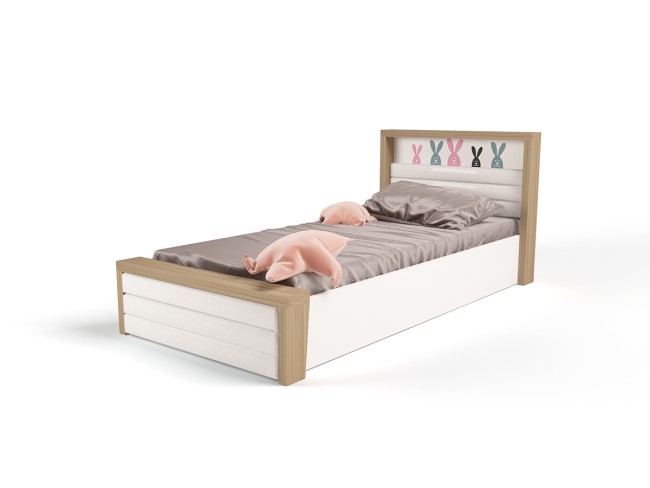Кровать №6 с подъемным механизмом, с мягким изножьем MIX BUNNY розовый