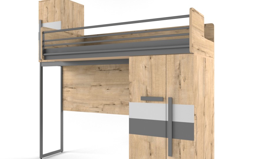 Кровать верхняя малая без лесенки со сплошным ограждением "Твист Лофт"