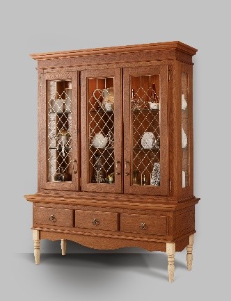 Сервант - витрина трехдверный Бьёрт на высоких ножках, три ящика 1-29