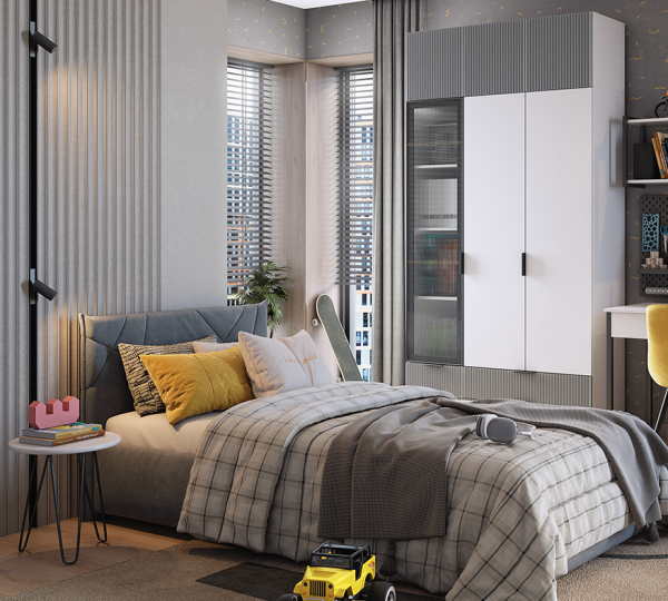 Антресоль трехдверная Зефир, серая Антресоль трехдверная Зефир, серая