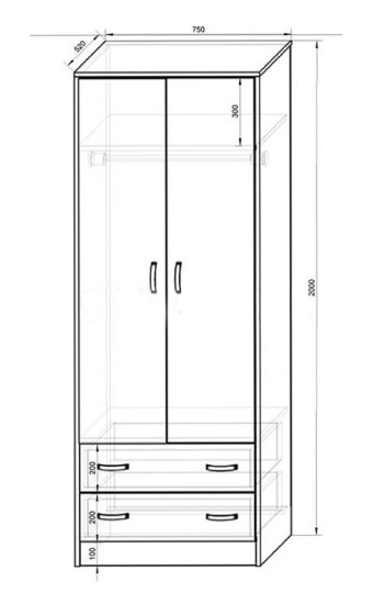 Шкаф 2-х дверный с ящиками Мишка 13/3