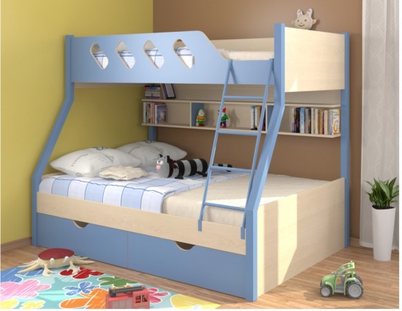 Кровать двухъярусная "Дельта №20/02" голубая