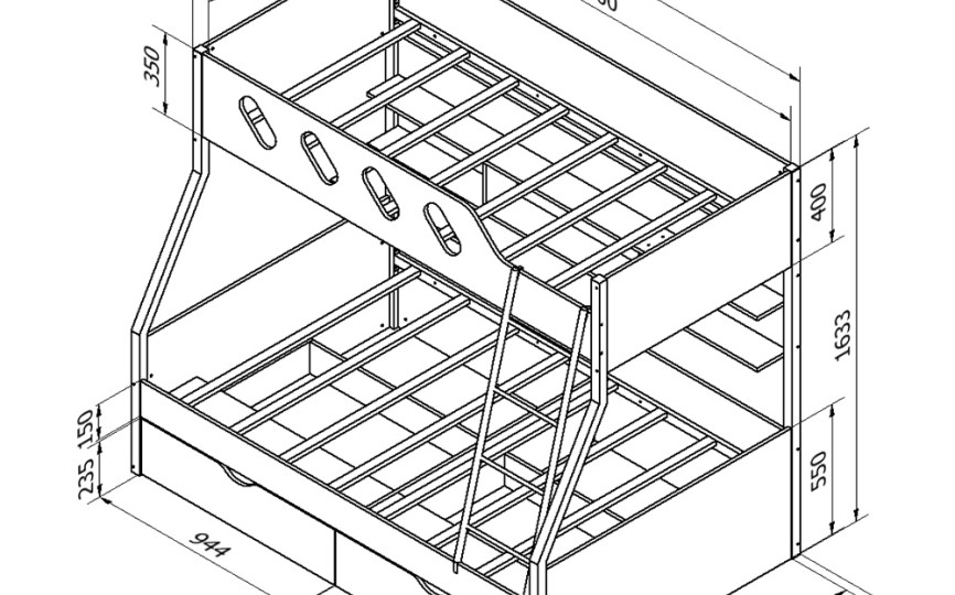 Кровать двухъярусная "Дельта №20/02" голубая
