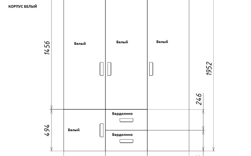 Шкаф 3-дверный "КВАДРО"