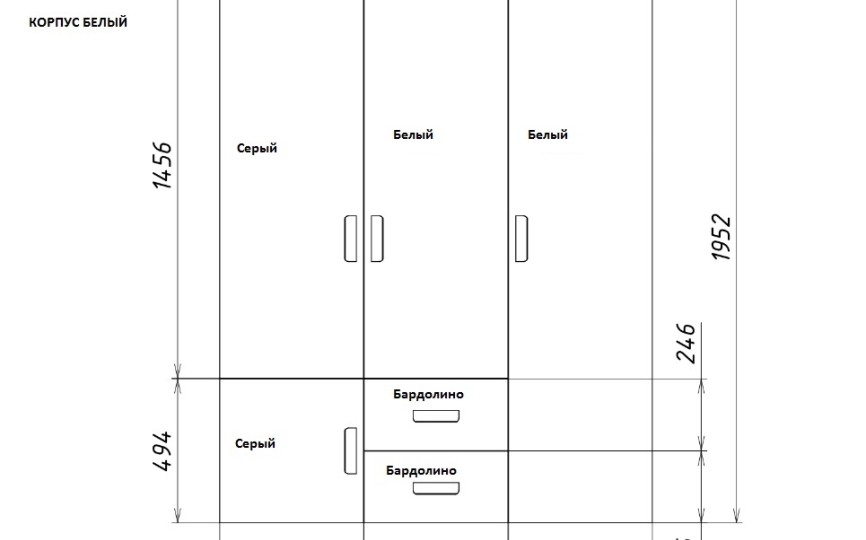 Шкаф 3-дверный "КВАДРО"