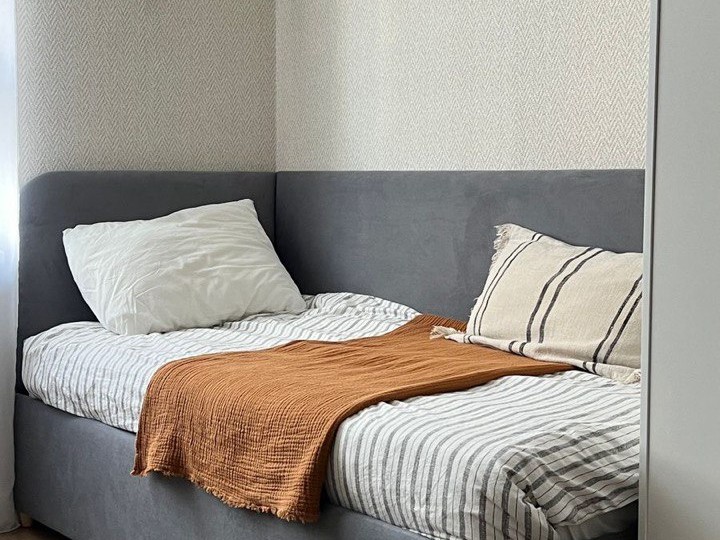 Кровать тахта Моана 160*80 правый угол  ткань Тедди 319