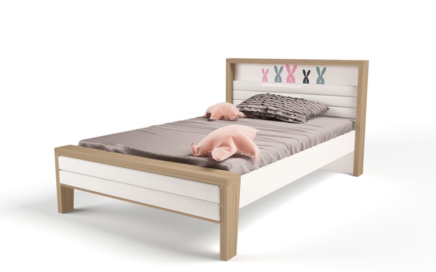 Кровать №2 с мягким изножьем MIX BUNNY розовый, 190х120 см