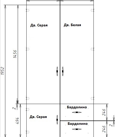 Шкаф 2-дверный "КВАДРО"