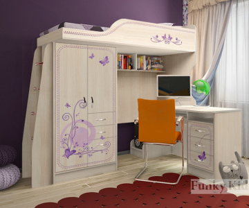 Кровать-чердак 4/1 со столом 13/1 "Фанки Кидз Лилак". Кровать-чердак 4/1 со столом 13/1 "Фанки Кидз Лилак".