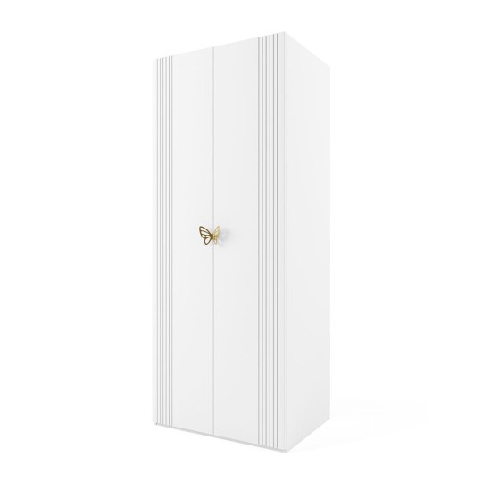 Шкаф с полками и штангой 2-х дверный Мишель Белый