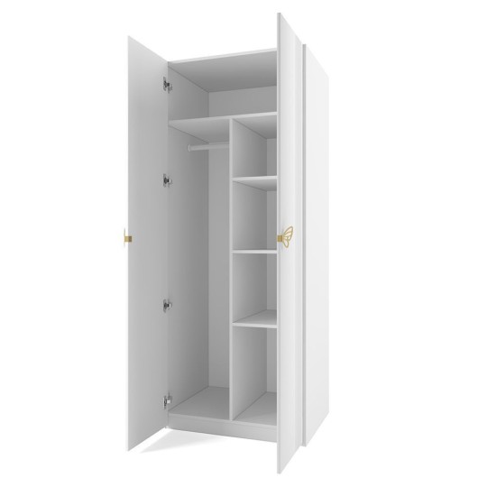 Шкаф с полками и штангой 2-х дверный Мишель Белый