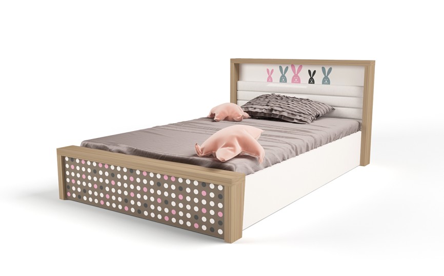 Кровать №5 с подъемным механизмом MIX BUNNY розовый, 190х120 см