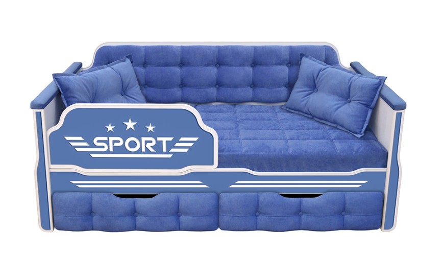 Детская кровать "Спорт" 190 с двумя ящиками   