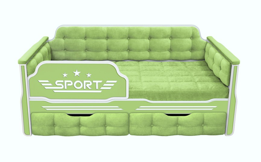 Детская кровать "Спорт" 190 с двумя ящиками   