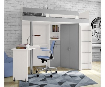 Детская кровать-чердак с рабочей зоной, 200х80 см "Фанки Соло 2" (Азбука Мебели)