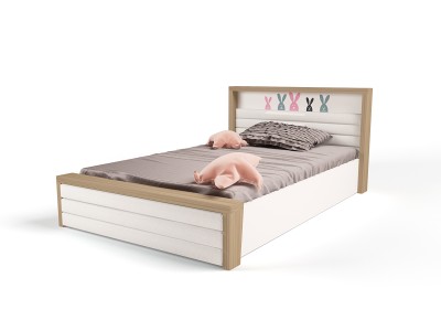 Кровать №6 с подъемным механизмом, с мягким изножьем MIX BUNNY розовый, 190х120 см