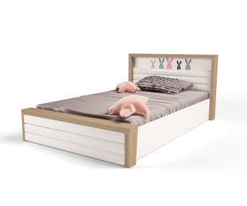 Кровать №6 с подъемным механизмом, с мягким изножьем MIX BUNNY розовый, 190х120 см
