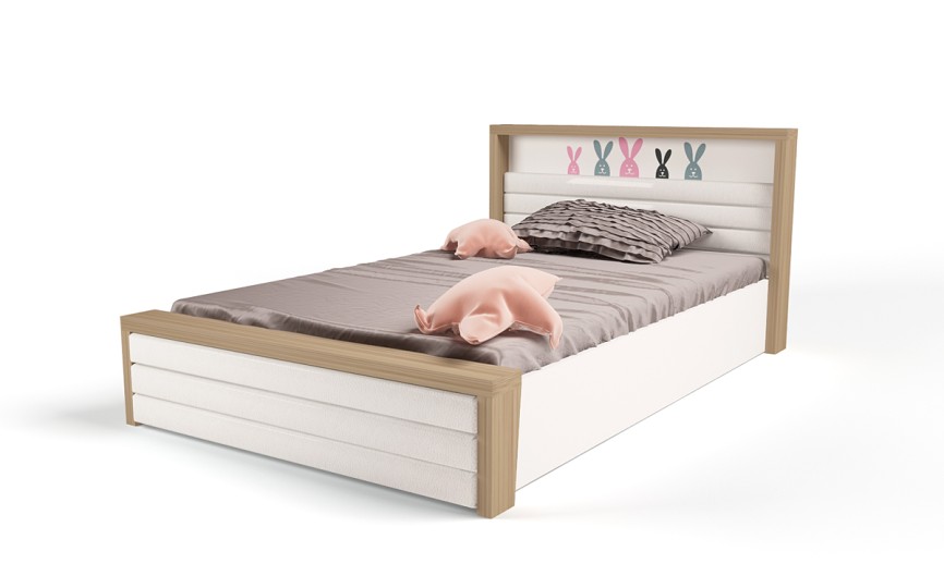 Кровать №6 с подъемным механизмом, с мягким изножьем MIX BUNNY розовый, 190х120 см Кровать №6 с подъемным механизмом, с мягким изножьем MIX BUNNY розовый, 190х120 см